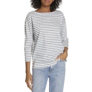 Nordstrom Signature Stripe Tee Heathered Gray XS
